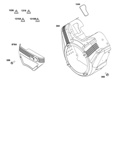 Blower Housing Group Diagram and Parts List for 38E347-0014-B5 200000 - 399999 Briggs and Stratton Engine